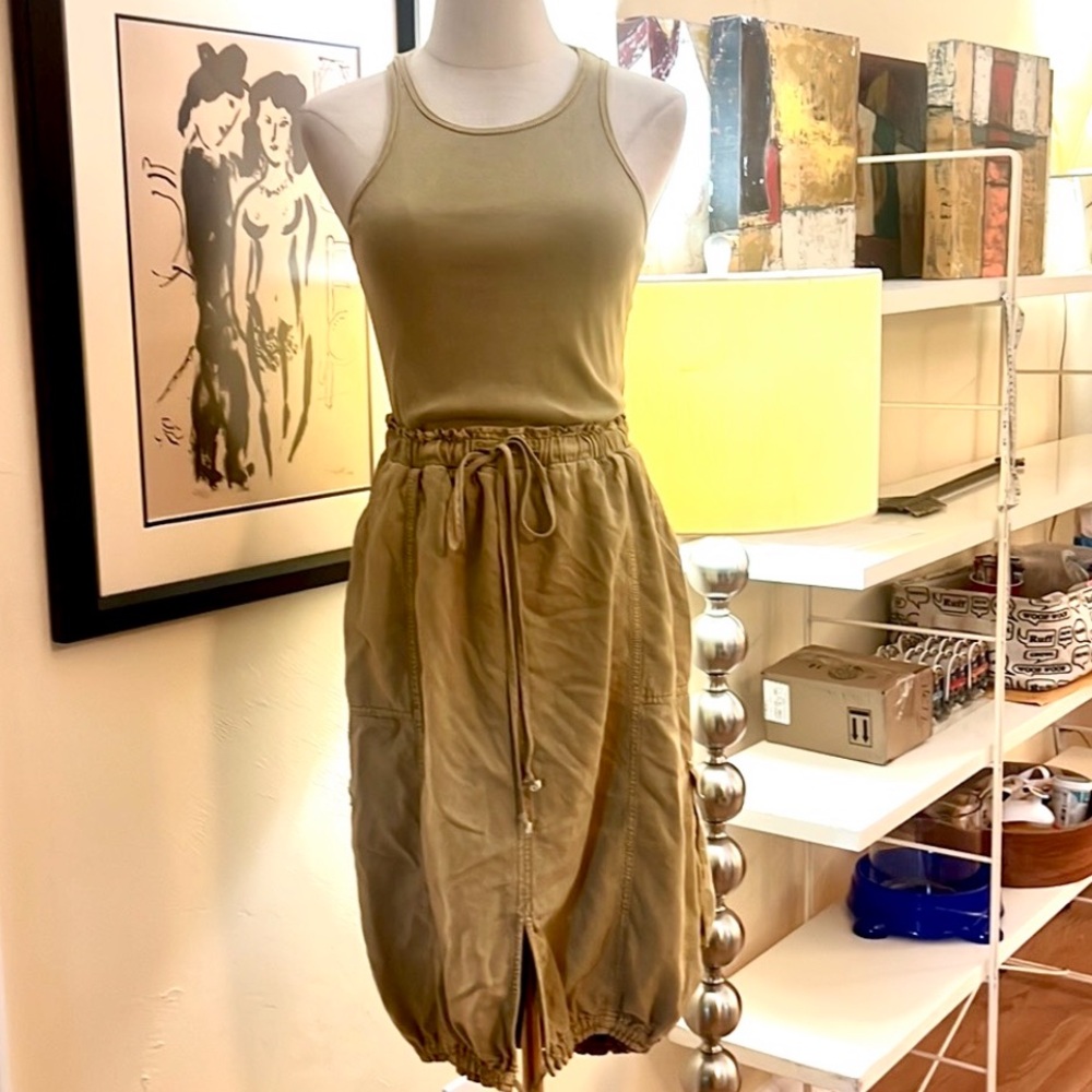 Anthropologie Daily Practice Dress Tank Twofer Midi Moss Boho Vacay,Size Medium - Picture 5 of 15